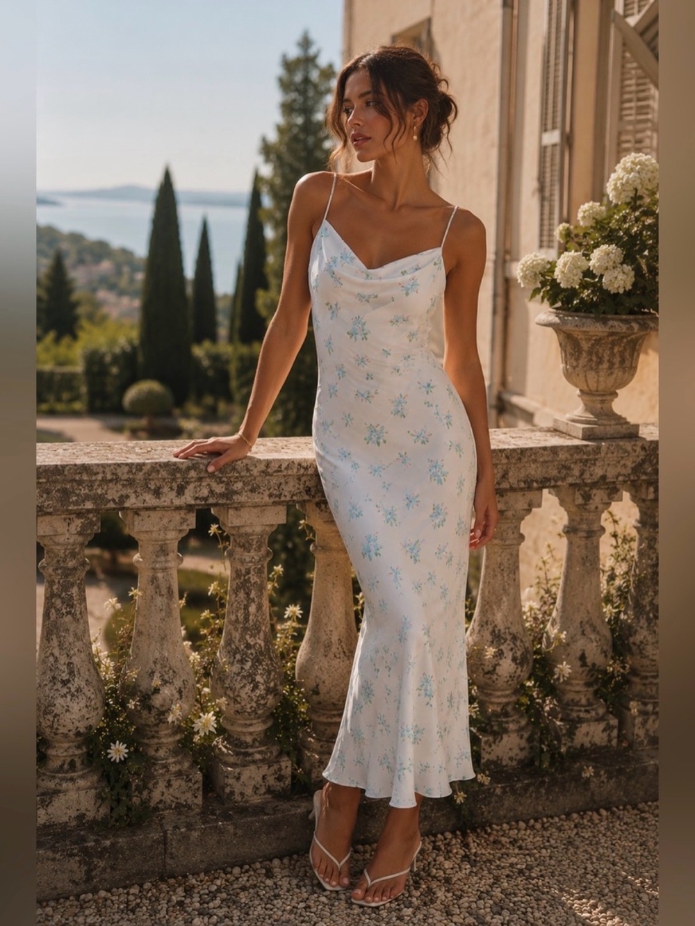 French Connection Floral Slip Dress with Cowl Neck NWT